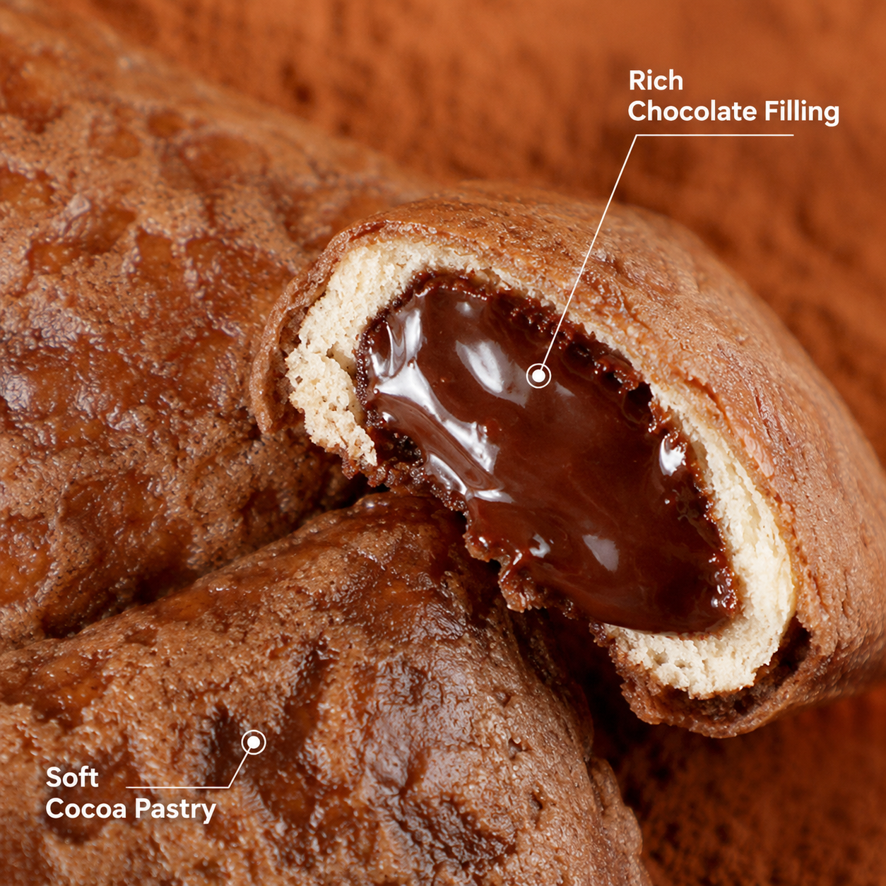 Rich Chocolate Lava Filled Puff Pastry Rolls - 6.0 lbs Mega Stock-Up Bulk Pack, 48 Individually Wrapped Pieces