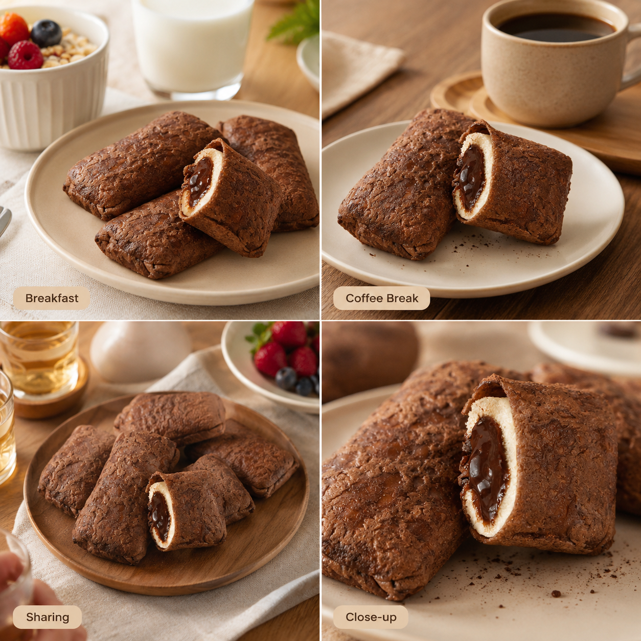 Rich Chocolate Lava Filled Puff Pastry Rolls - 6.0 lbs Mega Stock-Up Bulk Pack, 48 Individually Wrapped Pieces