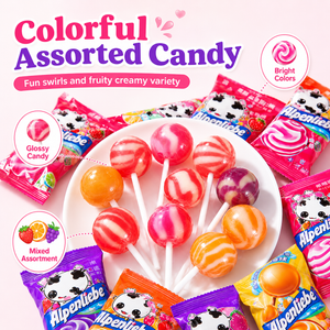 Lollipops Assorted Fruit Flavors, Colorful Swirl Hard Candy, Kids Birthday Party Favors