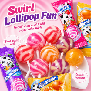 Lollipops Assorted Fruit Flavors, Colorful Swirl Hard Candy, Kids Birthday Party Favors