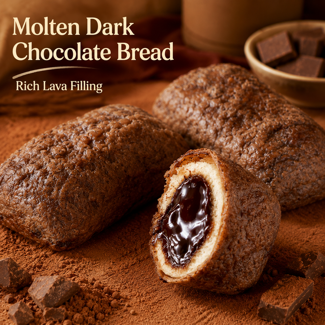 Double Chocolate Delight Combo Pack, Soft Buffalo Milk Cocoa Cake & Molten Dark Chocolate Lava Bread, Indulgent Bakery Snacks