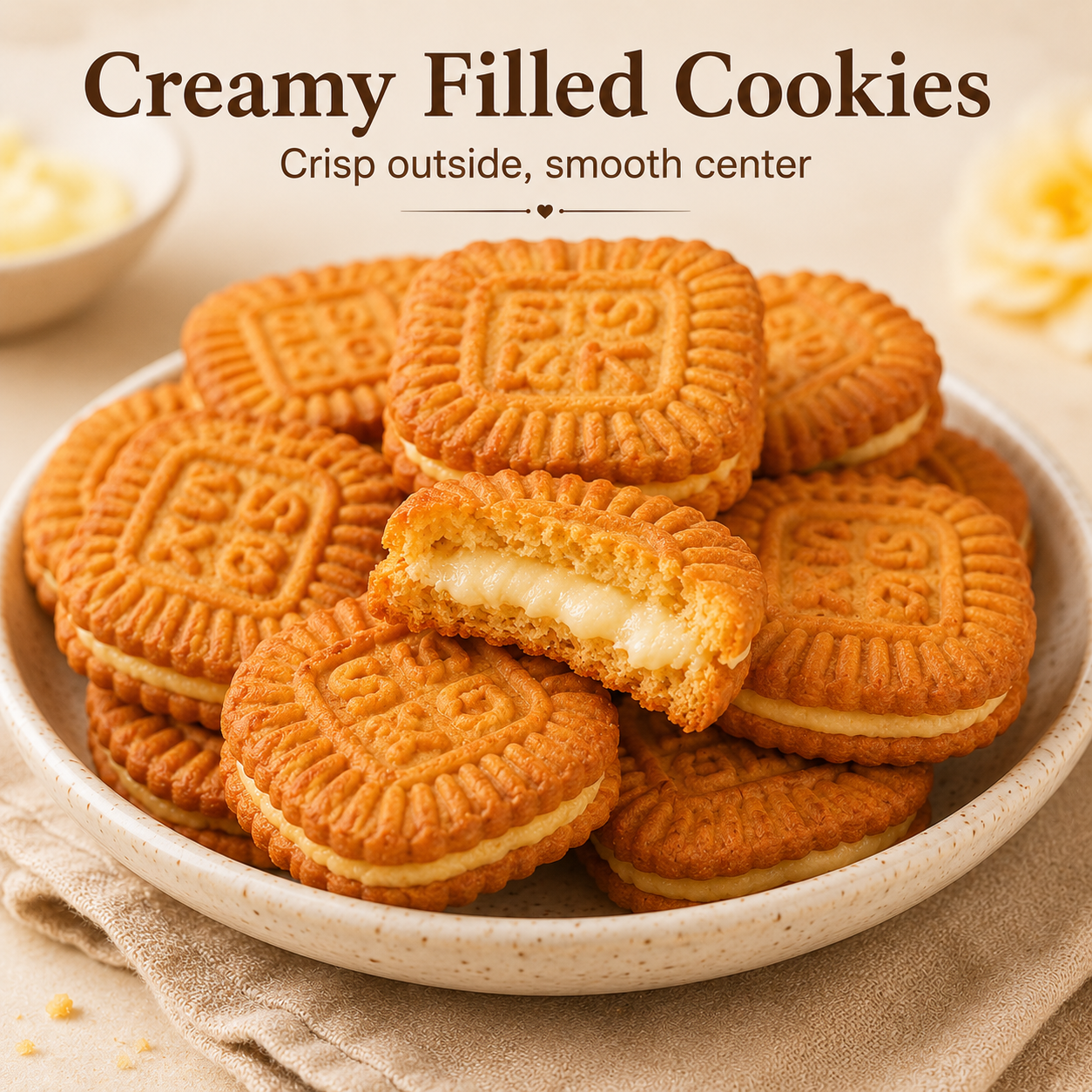 Cookie Variety Pack, Assorted Waffle Pattern Shortbread, Rich Caramel Cream Sandwich Biscuits & Crunchy Mixed Nut Tart Tarts Selection, Tea Time Dessert Gift Box