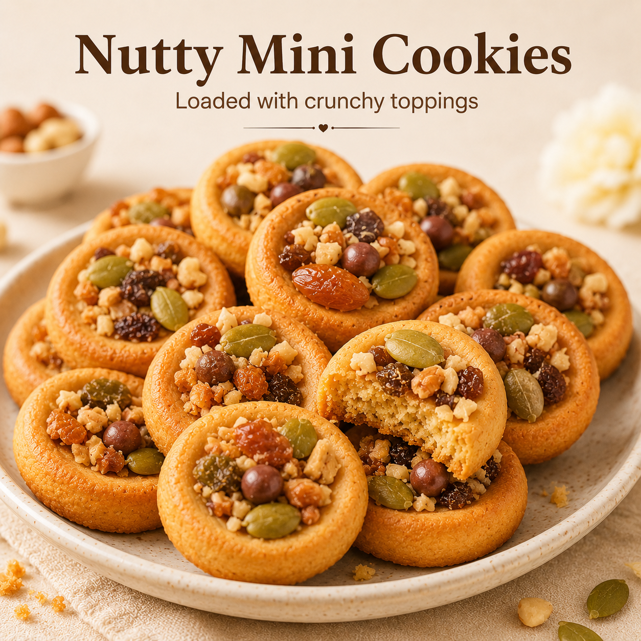 Cookie Variety Pack, Assorted Waffle Pattern Shortbread, Rich Caramel Cream Sandwich Biscuits & Crunchy Mixed Nut Tart Tarts Selection, Tea Time Dessert Gift Box