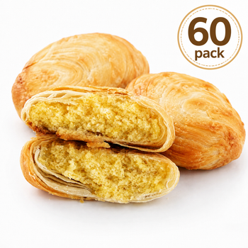 Traditional Mung Bean Flaky Pastries - 6.7 lbs Mega Stock-Up Bulk Pack, 60 Individually Wrapped Pieces