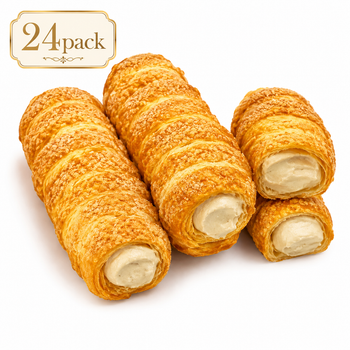 Crispy Puff Pastry Cream Horns - 6.5 lbs Mega Stock-Up Bulk Pack, 24 Individually Wrapped Pieces