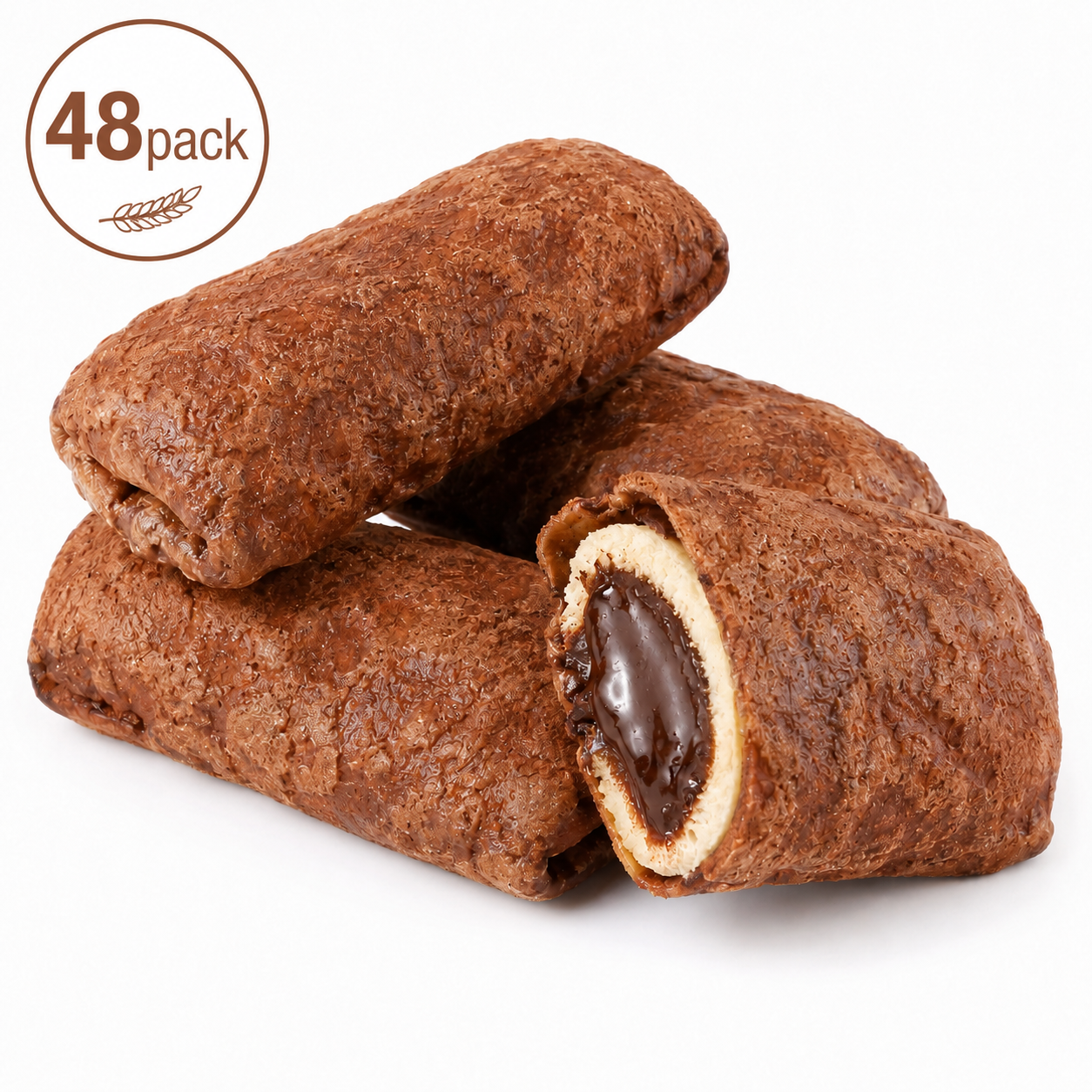 Rich Chocolate Lava Filled Puff Pastry Rolls - 6.0 lbs Mega Stock-Up Bulk Pack, 48 Individually Wrapped Pieces
