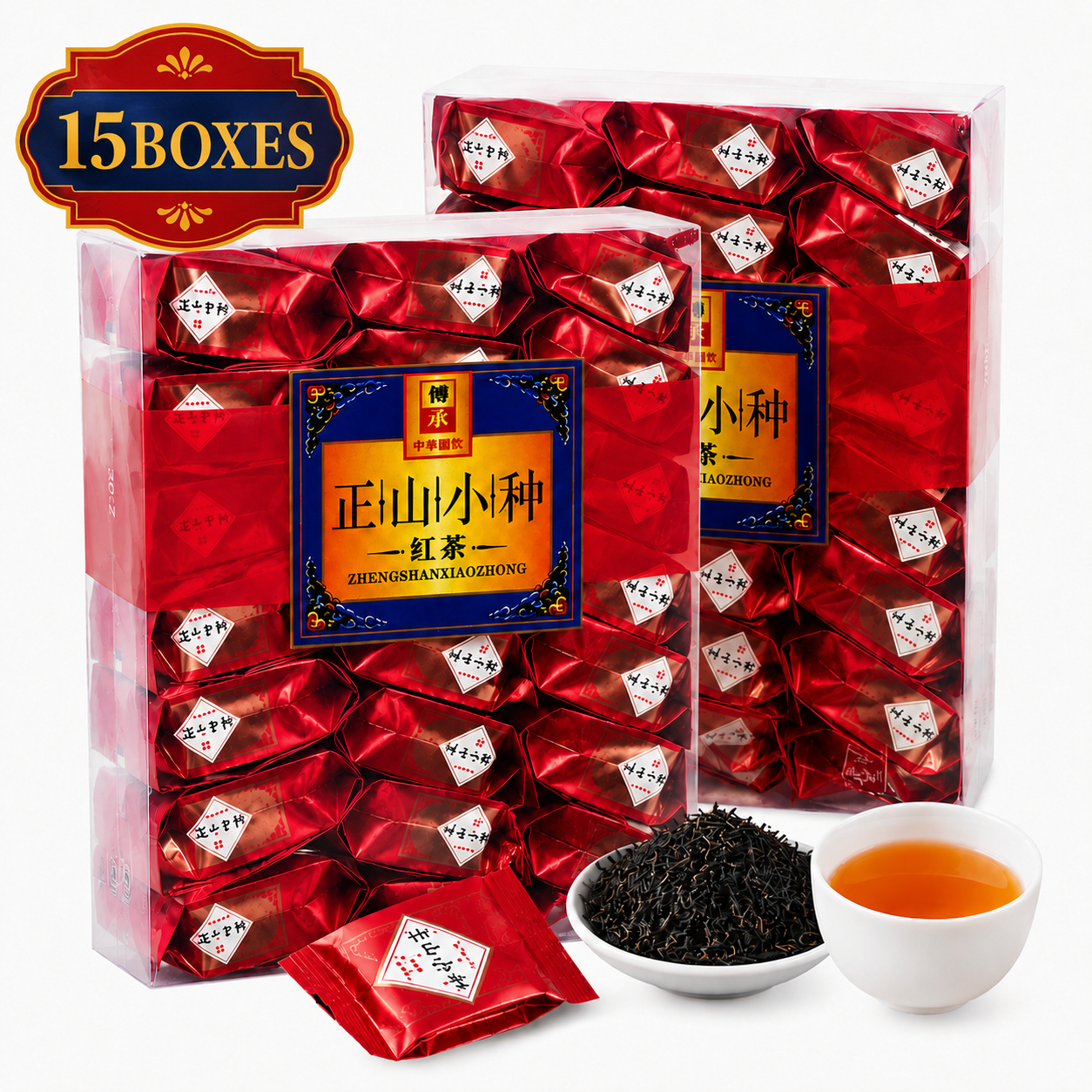 Authentic Lapsang Souchong Black Tea - 5.0 lbs Mega Stock-Up Bulk Pack, 15 Box Set Loose Leaf Packets