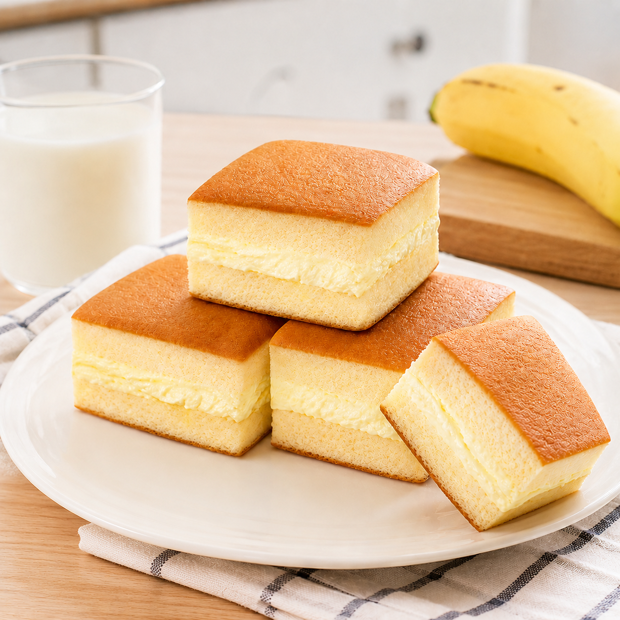 Banana Milk Flavored Cake,Fluffy Bread Bursting with Banana Milk Filling,Sweet and Delicious,11.96oz