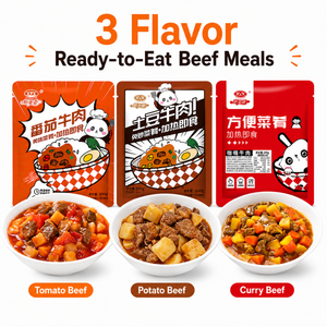 Instant Beef Topping-Just Heat & Serve,Tomato Beef/Curry Beef/Potatoes Beef,Three flavors