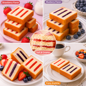 Milk Cap Toast,Two flavors,Toast Topped with Jam, Soft Bread with Sweet & Fruity Flavors, 1.01lb