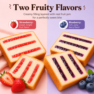 Milk Cap Toast,Two flavors,Toast Topped with Jam, Soft Bread with Sweet & Fruity Flavors, 1.01lb