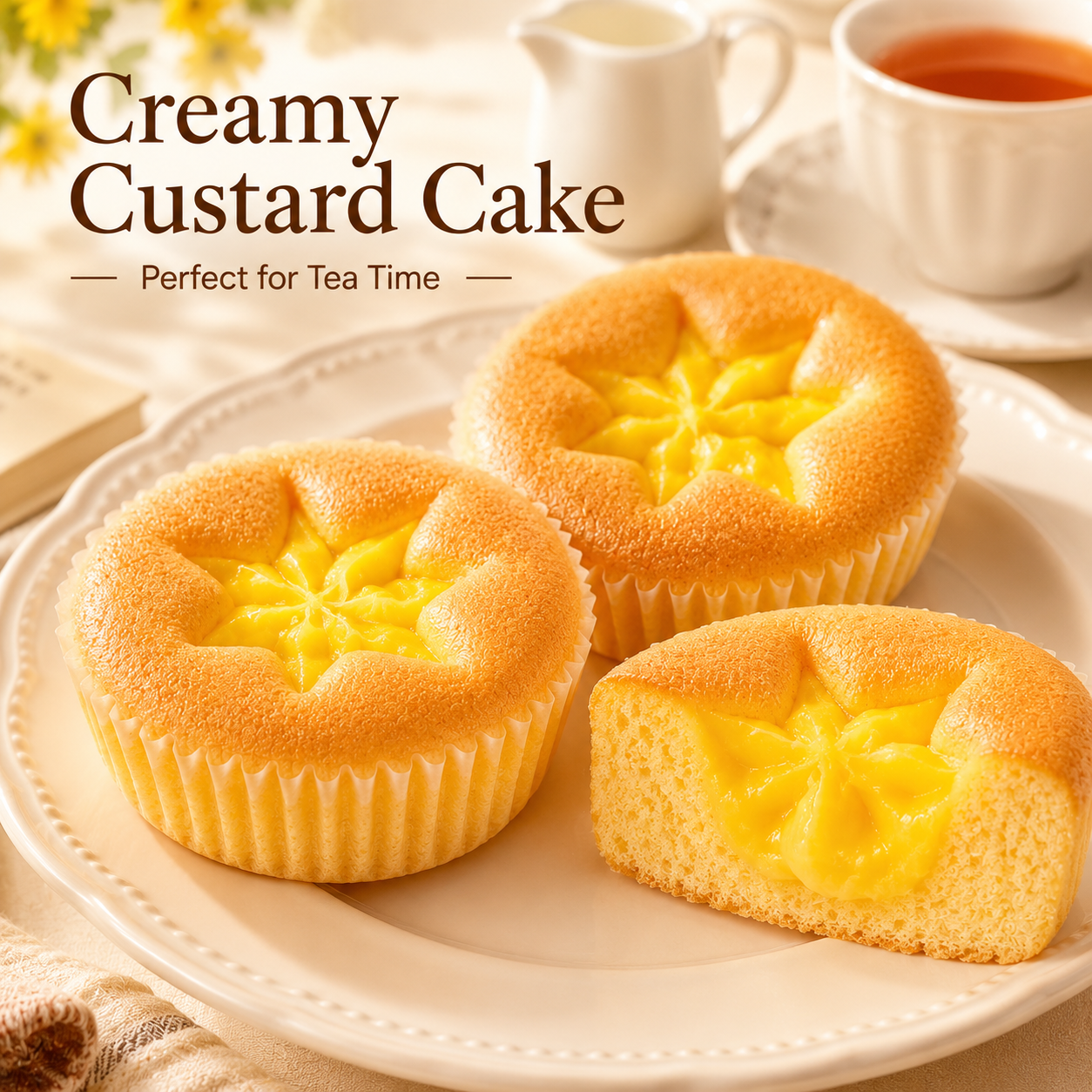 Mango Flavor French Egg Tart,Egg Tart Shape, Soft Cake Base, Filled with Cream,1.11lb