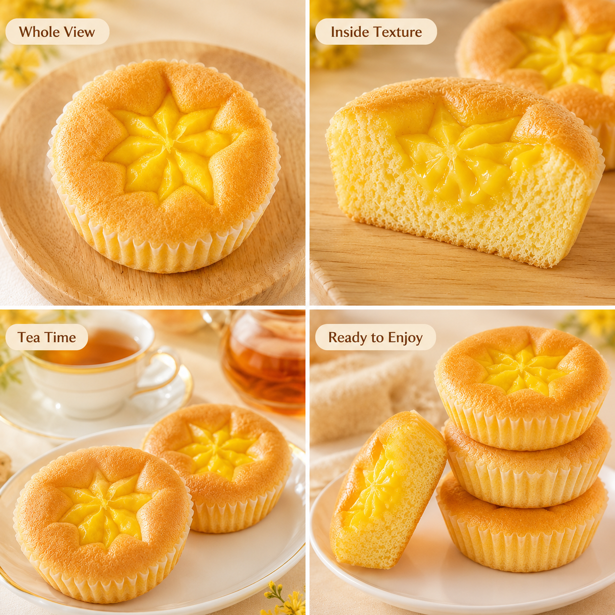 Mango Flavor French Egg Tart,Egg Tart Shape, Soft Cake Base, Filled with Cream,1.11lb