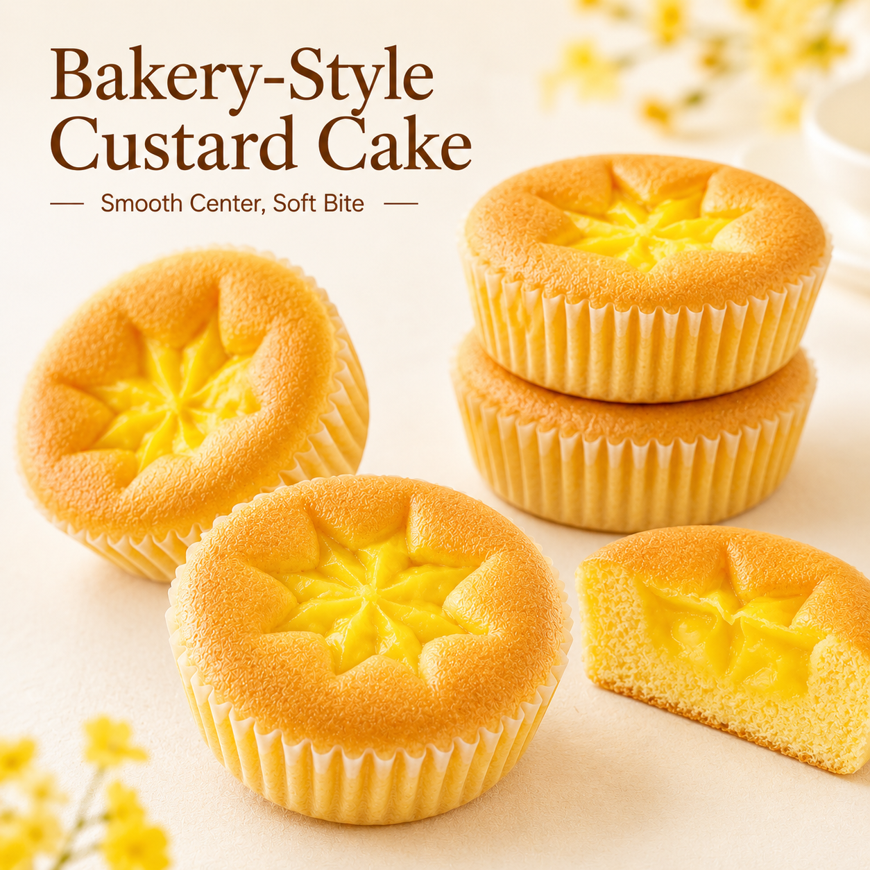 Mango Flavor French Egg Tart,Egg Tart Shape, Soft Cake Base, Filled with Cream,1.11lb