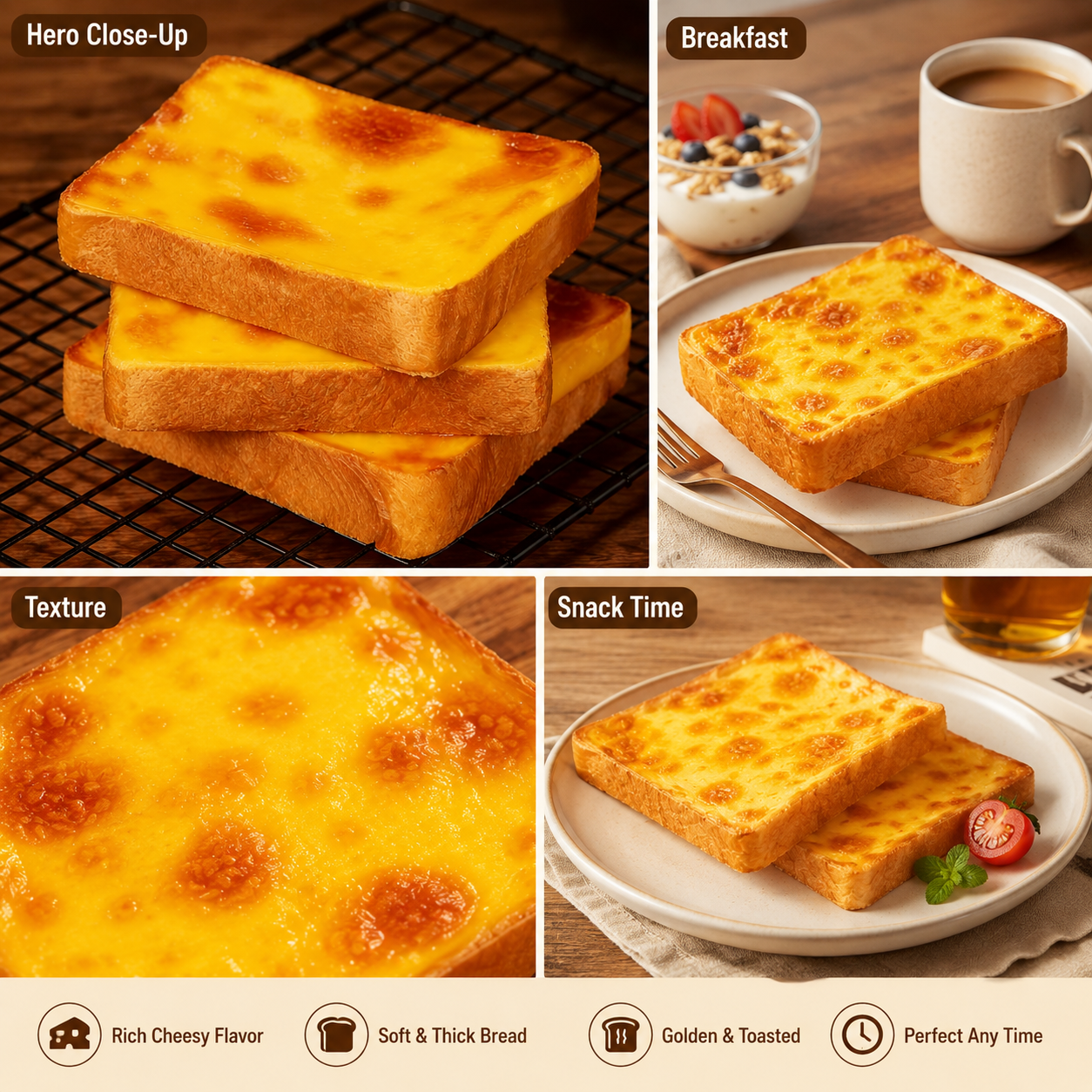 Rock-fired Toast,Mixed Flavor,More Fillings, Crispy Outside & Gooey Inside, 1.04lb