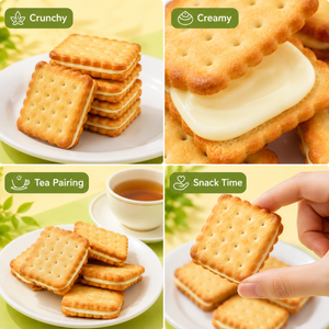 Lemon Flavor Sandwich Cookies, Crispy Biscuits