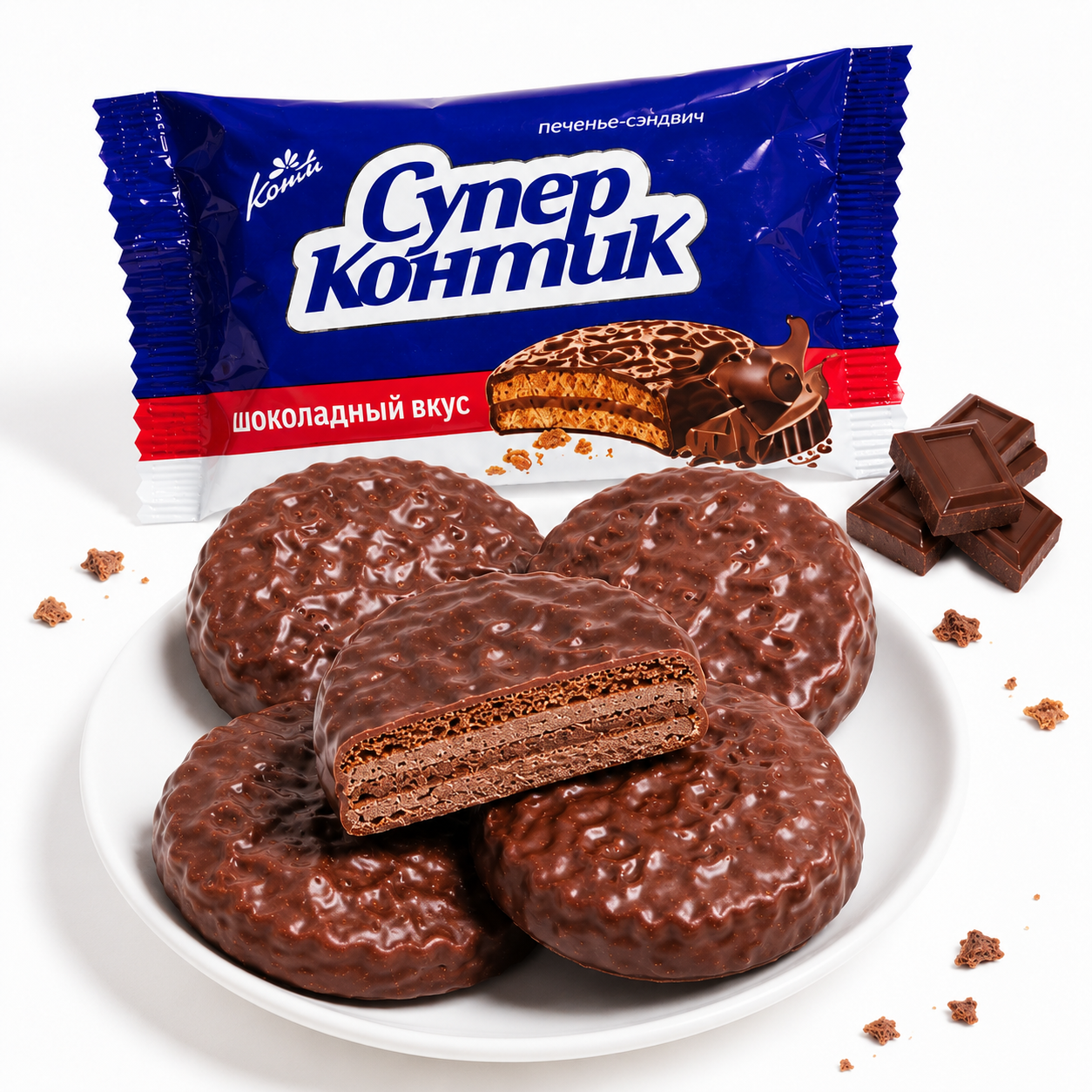 Chocolate Covered Sandwich Cookies 2 Flavors Assorted Pack, Rich Chocolate & Hazelnut Nut Creamy Filled Biscuits