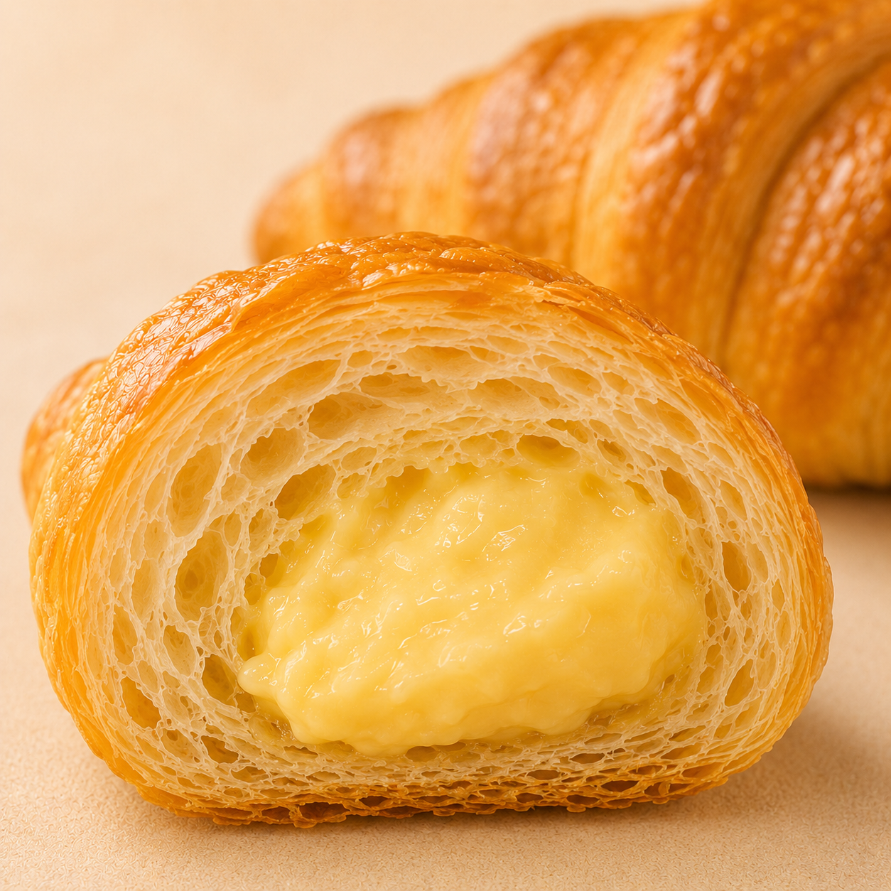 Filled Croissant,Flaky & Buttery Multi-Layered Pastry with Rich Cream Filling，12.06oz