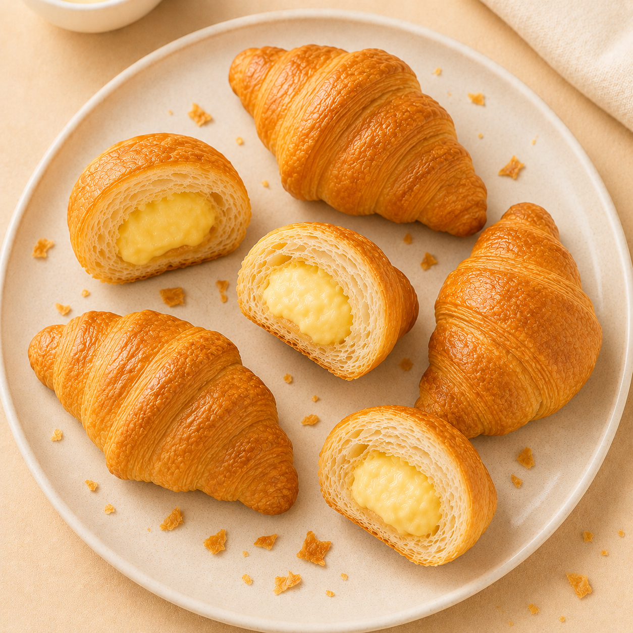 Filled Croissant,Flaky & Buttery Multi-Layered Pastry with Rich Cream Filling，12.06oz