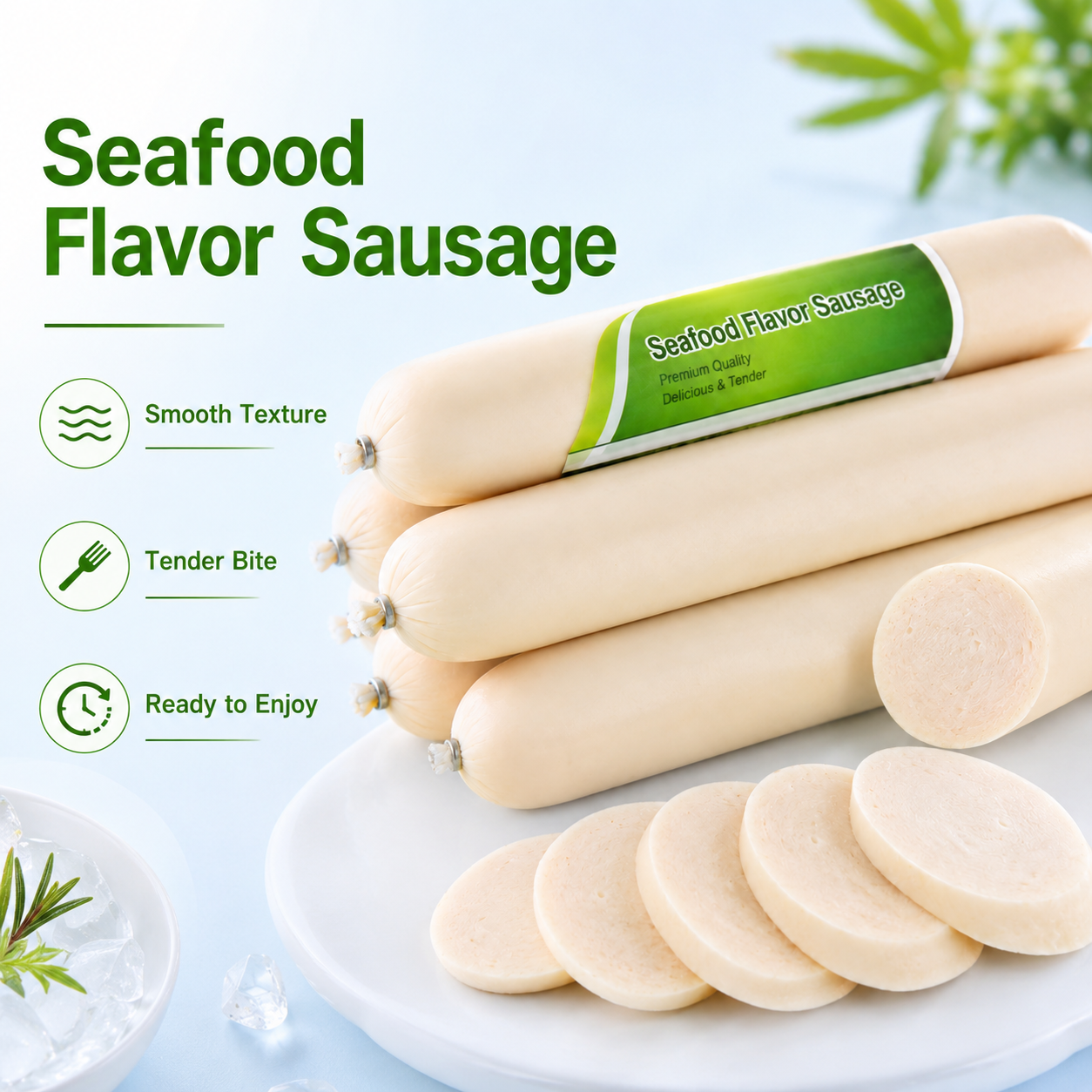 Seafood Sausage,Savory Sausage Made with Select Fish & Seafood,Protein-Rich Snack,14.11oz