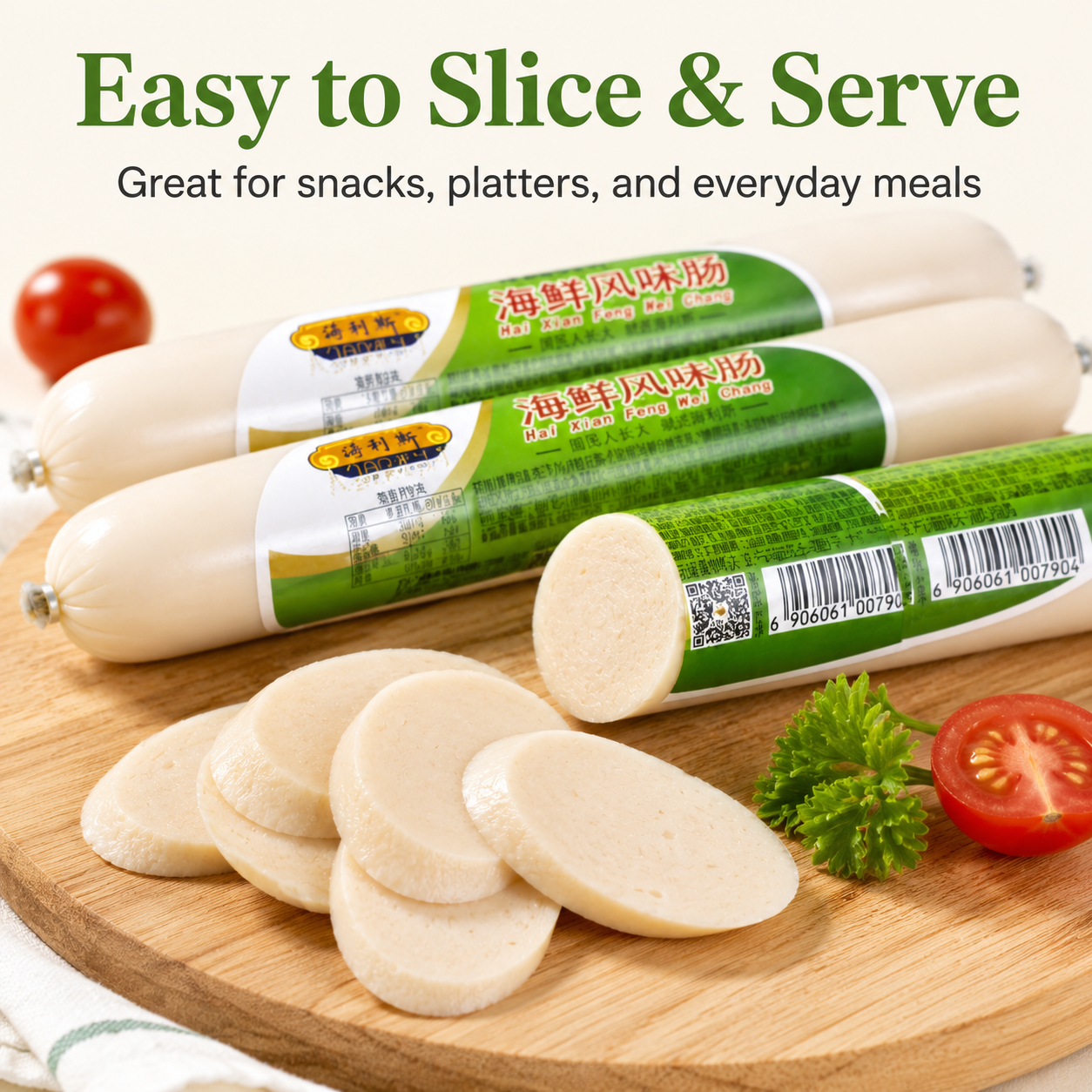 Seafood Sausage,Savory Sausage Made with Select Fish & Seafood,Protein-Rich Snack,14.11oz