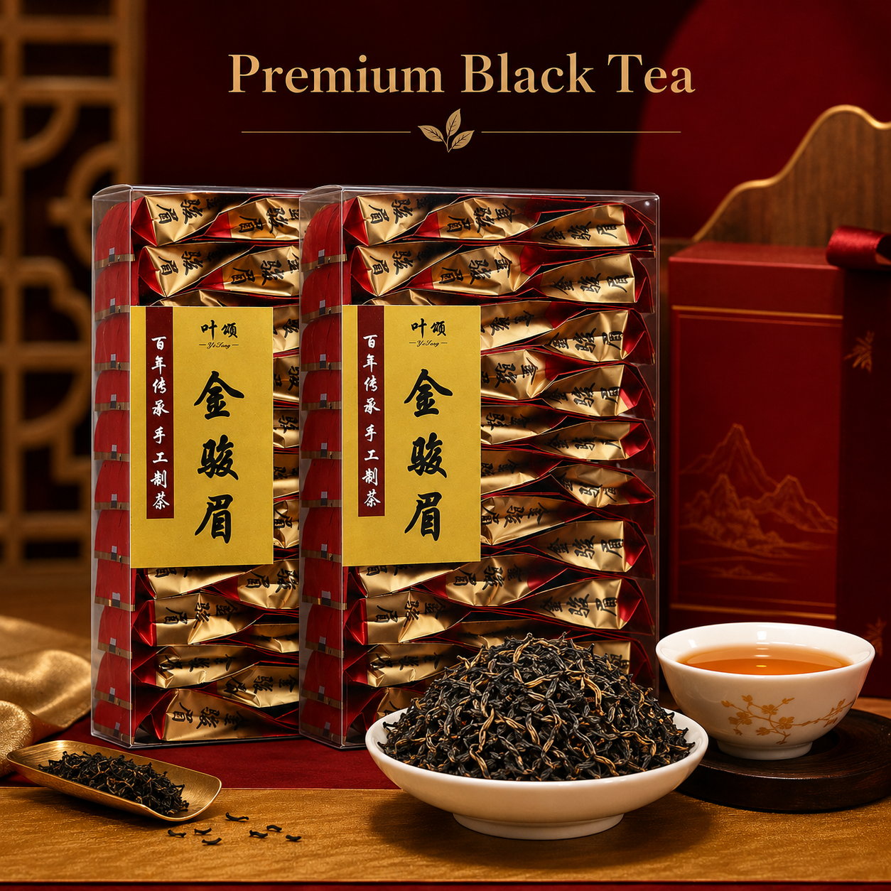 JinJunMei Loose Leaf Black Tea Value Bulk Set - 3.9 lbs Family Stock-Up Pack, 10 Boxes Individually Wrapped