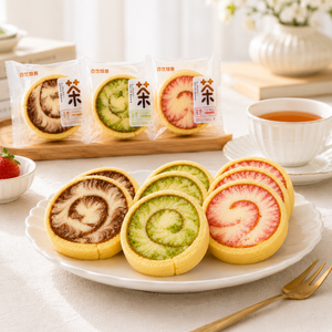 Soft Swiss Roll Cake – Fluffy & Velvety Texture, Super Moist & Tender,Assorted Flavors,1.1lb