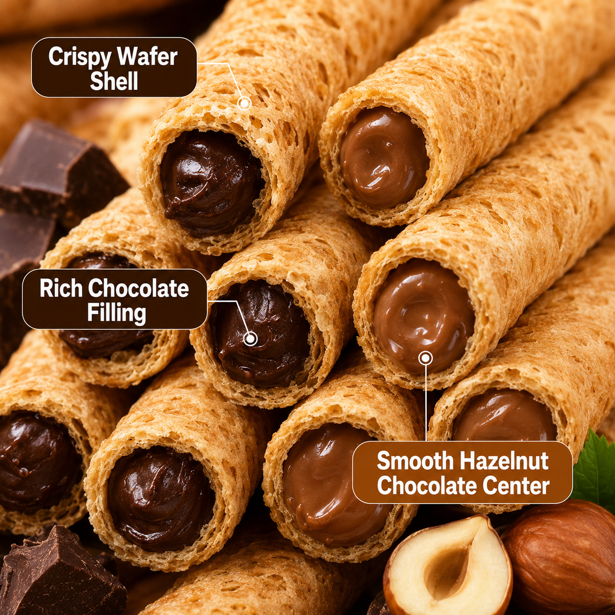 Chocolate Sandwich Rolls,Chocolate Flavor and Hazelnut Chocolate Flavor,3.57oz