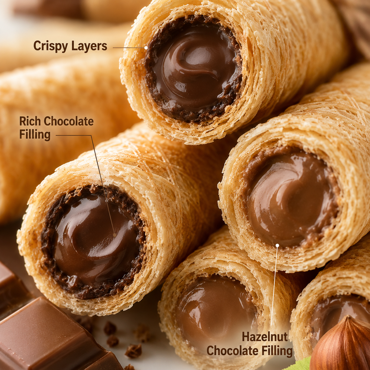Cocoa Filled Chocolate Wafer Rolls Variety Set - 5.3 lbs Party Stock-Up Pack, 2 Flavors Included