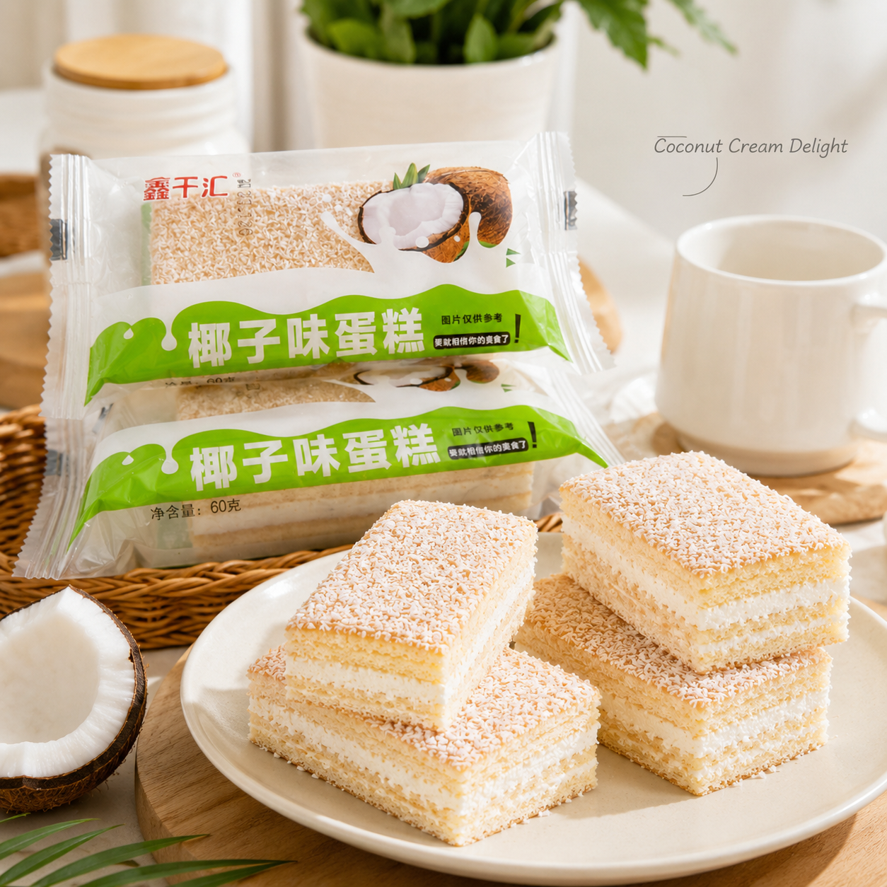 Soft-Baked Coconut Layer Cakes - 4.4 lbs Mega Value Stock-Up Bulk Pack, Shredded Coconut Topped Pastries