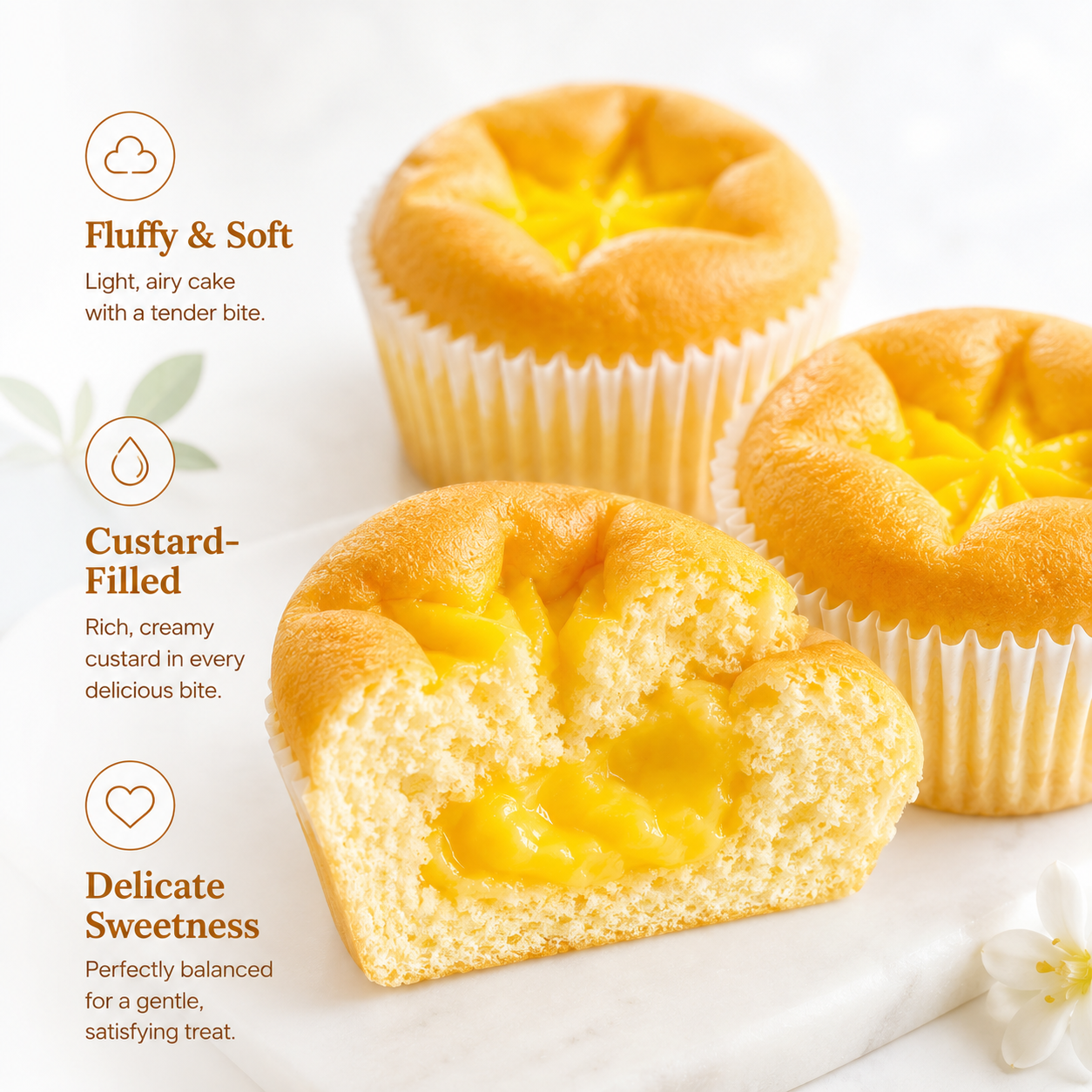 Soft-Baked Custard Cream Filled Cupcakes - 9.7 lbs Mega Stock-Up Bulk Pack, 70 Individually Wrapped Packs