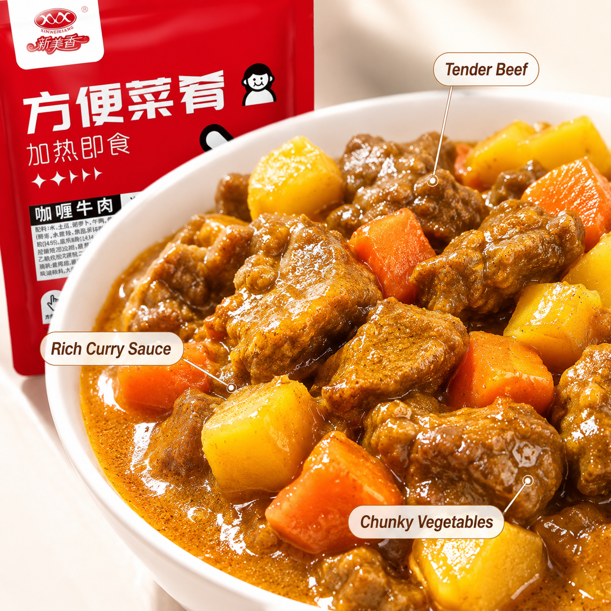 Assorted Chinese Beef Ready Meal Toppings Variety Set - 5.3 lbs Instant Food Stock-Up Pack, 12 Packs