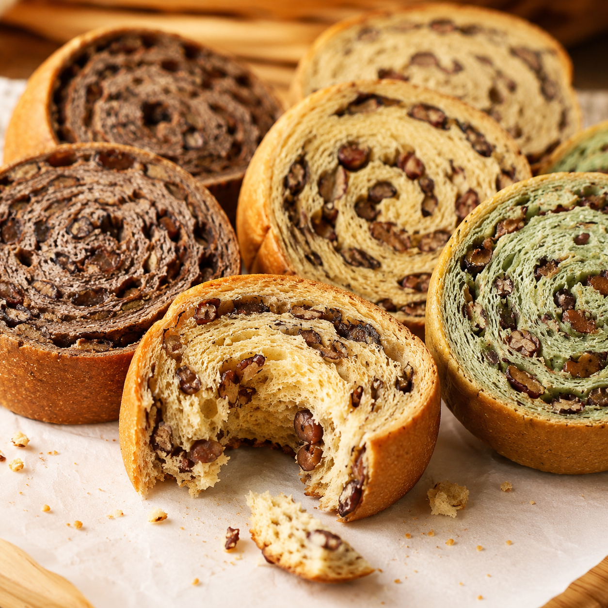 Wheel Nut Bread,Soft Pull-Apart Bread Rolls in a Unique Wheel Shape, Crunchy Nuts, 15.99oz