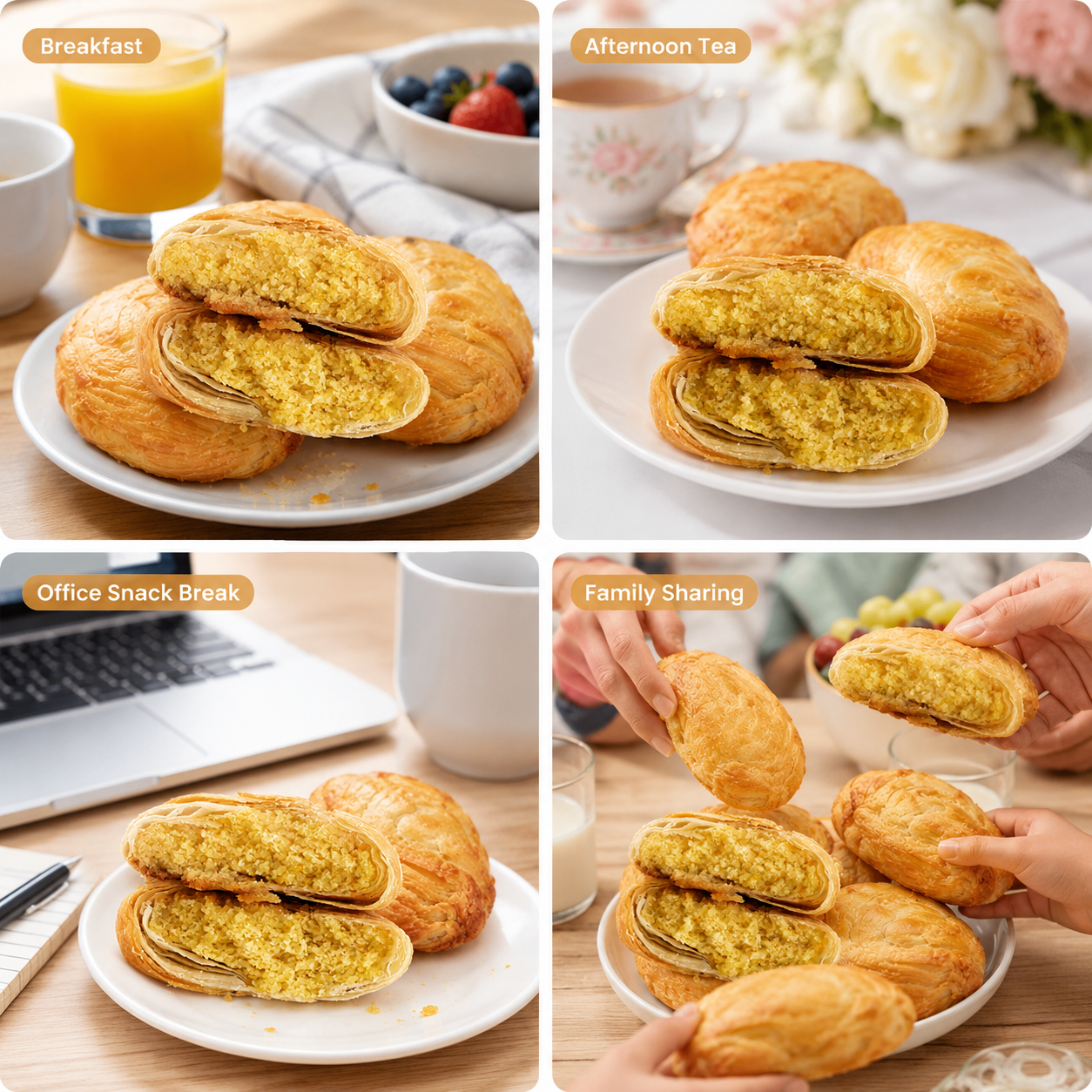 Traditional Mung Bean Flaky Pastries - 6.7 lbs Mega Stock-Up Bulk Pack, 60 Individually Wrapped Pieces