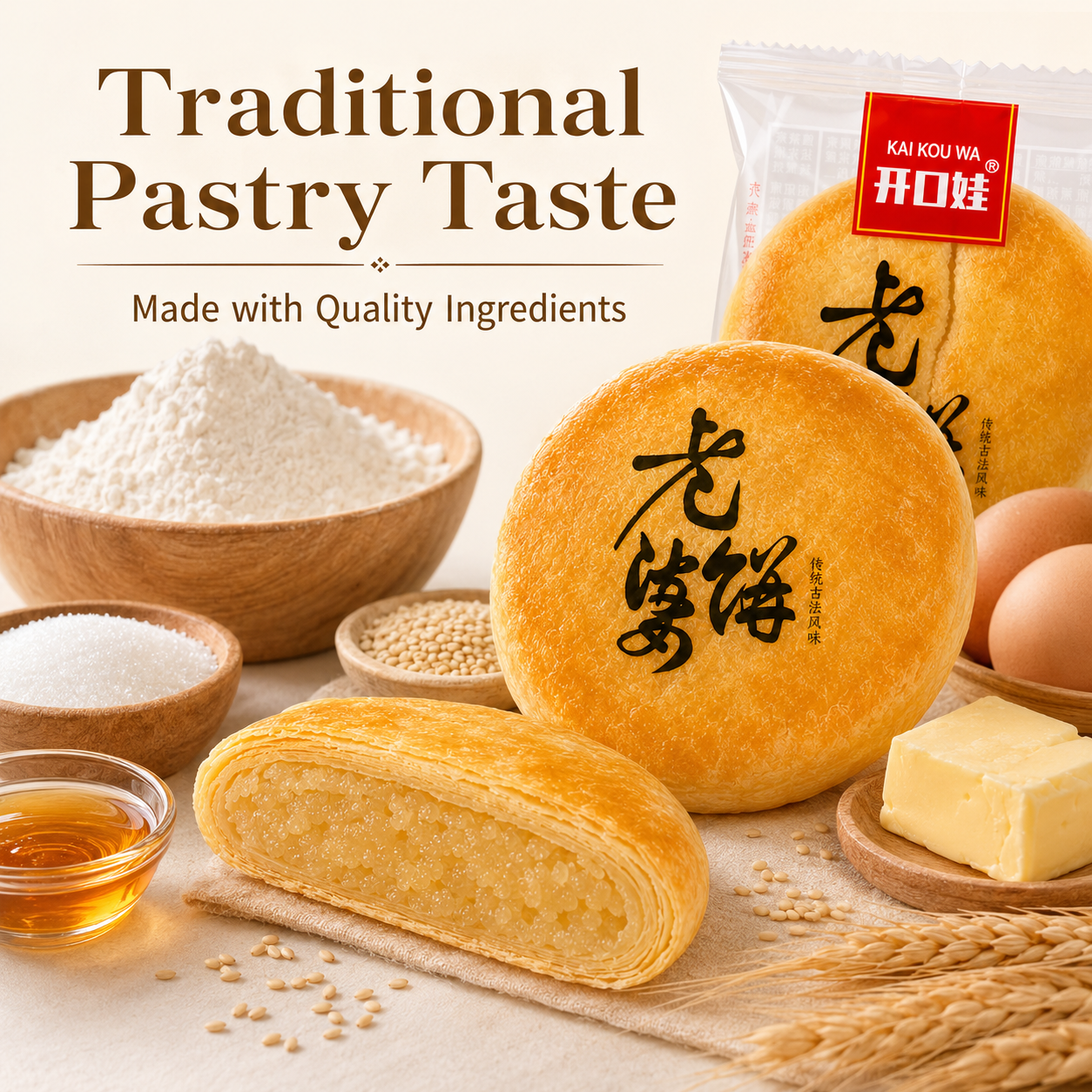 Traditional Sweet Winter Melon Flaky Pastries - 8.6 lbs Mega Value Stock-Up Bulk Pack, Classic Lao Po Bing