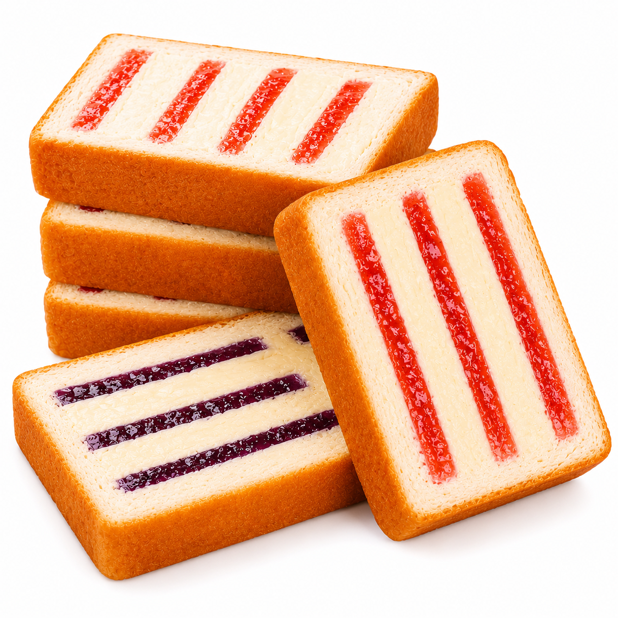 Assorted Strawberry & Blueberry Milk Cap Thick Toast - 6.2 lbs Mega Stock-Up Bulk Pack, 48 Individually Wrapped Slices