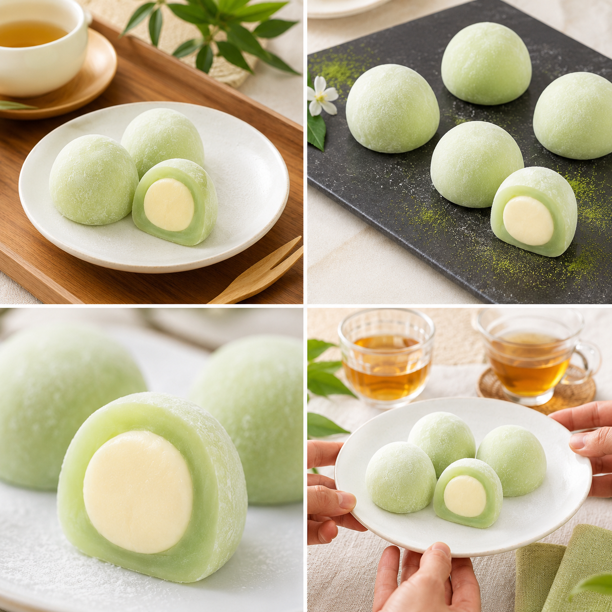 Japanese Style Matcha Milk Cream Filled Mochi - 2.8 lbs Mega Stock-Up Bulk Pack, 8 Box Set (128 Pieces Total)