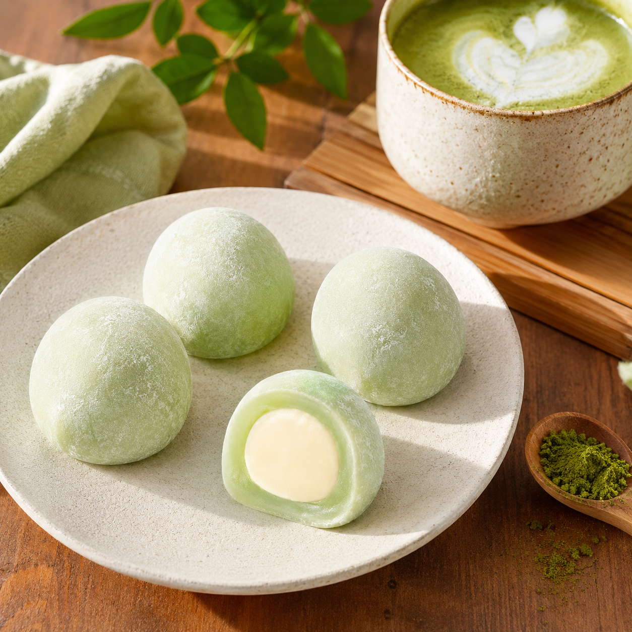 Japanese Style Matcha Milk Cream Filled Mochi - 2.8 lbs Mega Stock-Up Bulk Pack, 8 Box Set (128 Pieces Total)