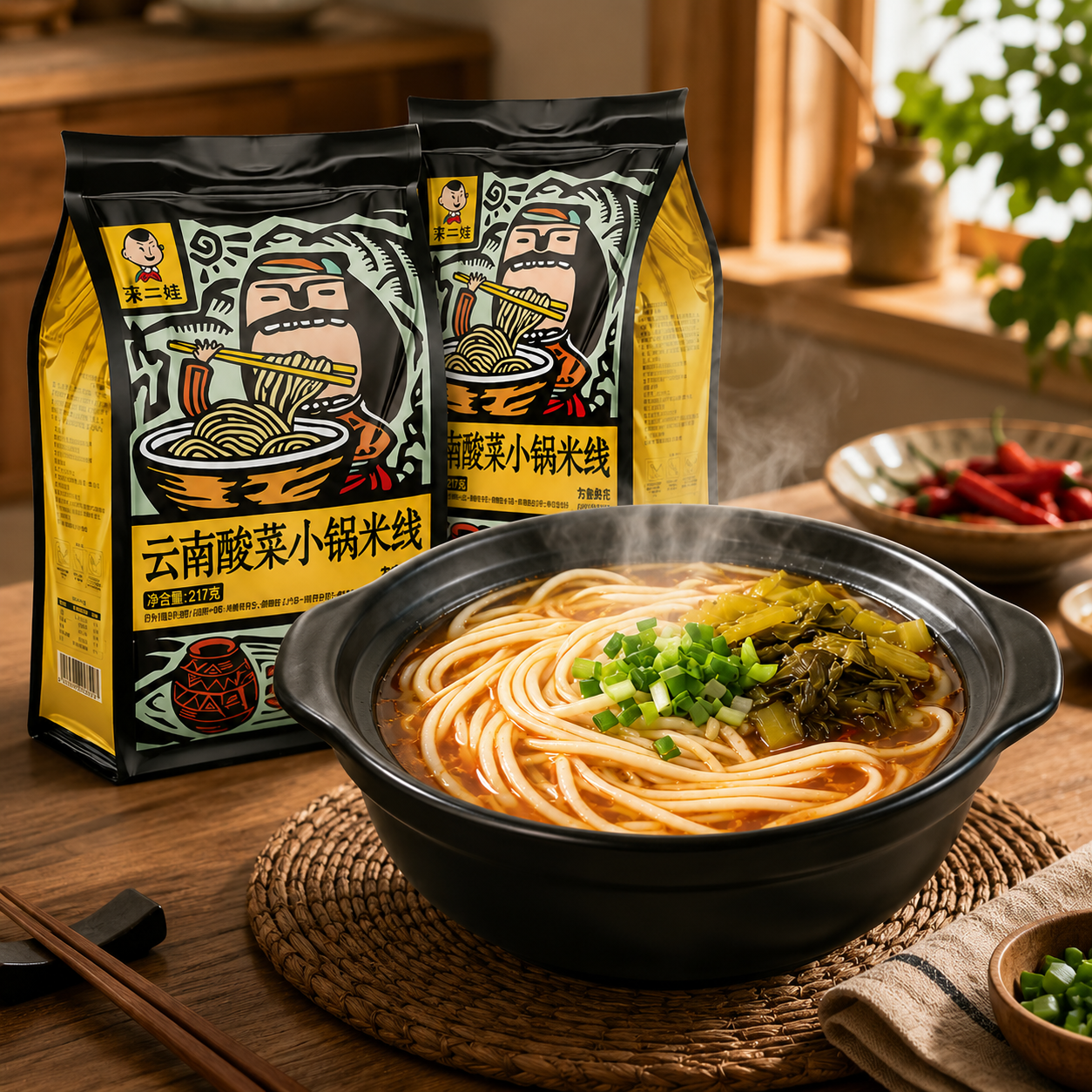 Sour Cabbage Noodle  – Tangy & Spicy, Chewy Rice Noodles,Small Pot Noodles