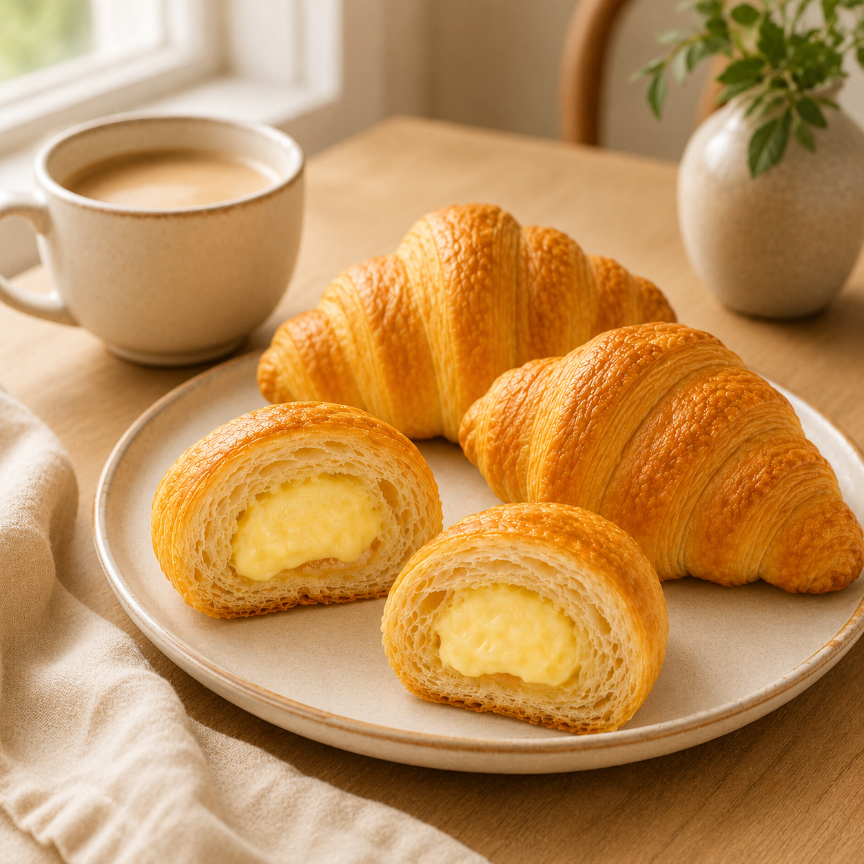 Premium Cream Lava Filled Croissants - 6.8 lbs Mega Stock-Up Bulk Pack, 50 Individually Wrapped Pieces