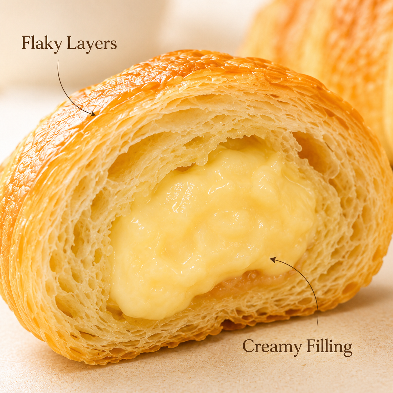 Premium Cream Lava Filled Croissants - 6.8 lbs Mega Stock-Up Bulk Pack, 50 Individually Wrapped Pieces