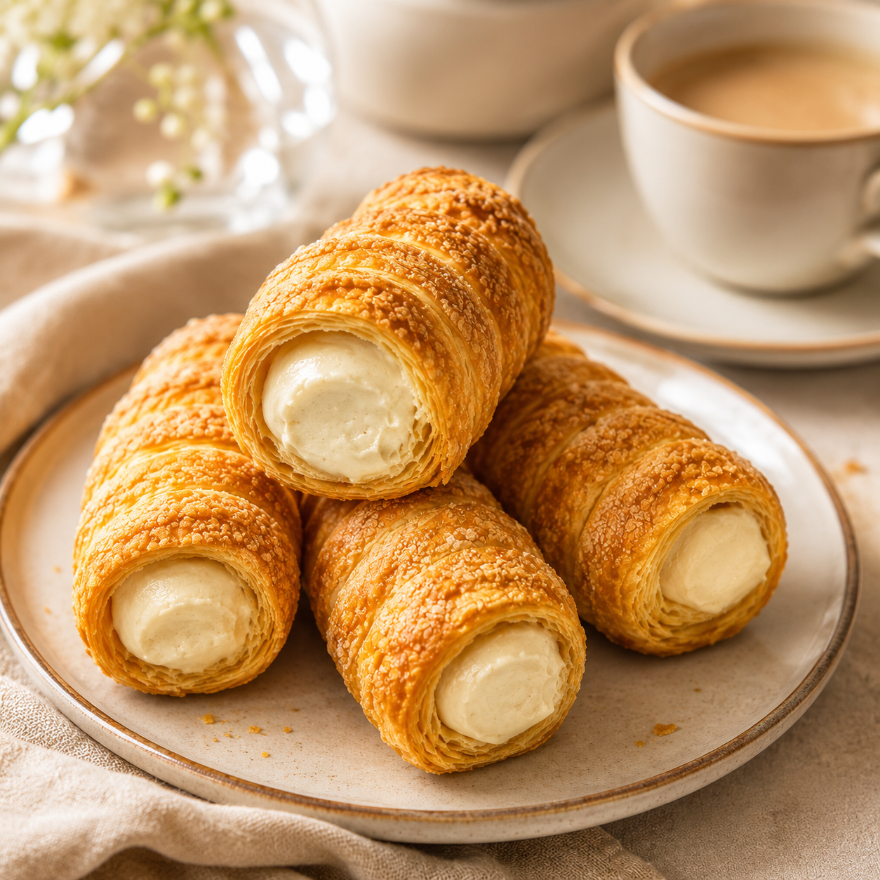 Crispy Puff Pastry Cream Horns - 6.5 lbs Mega Stock-Up Bulk Pack, 24 Individually Wrapped Pieces