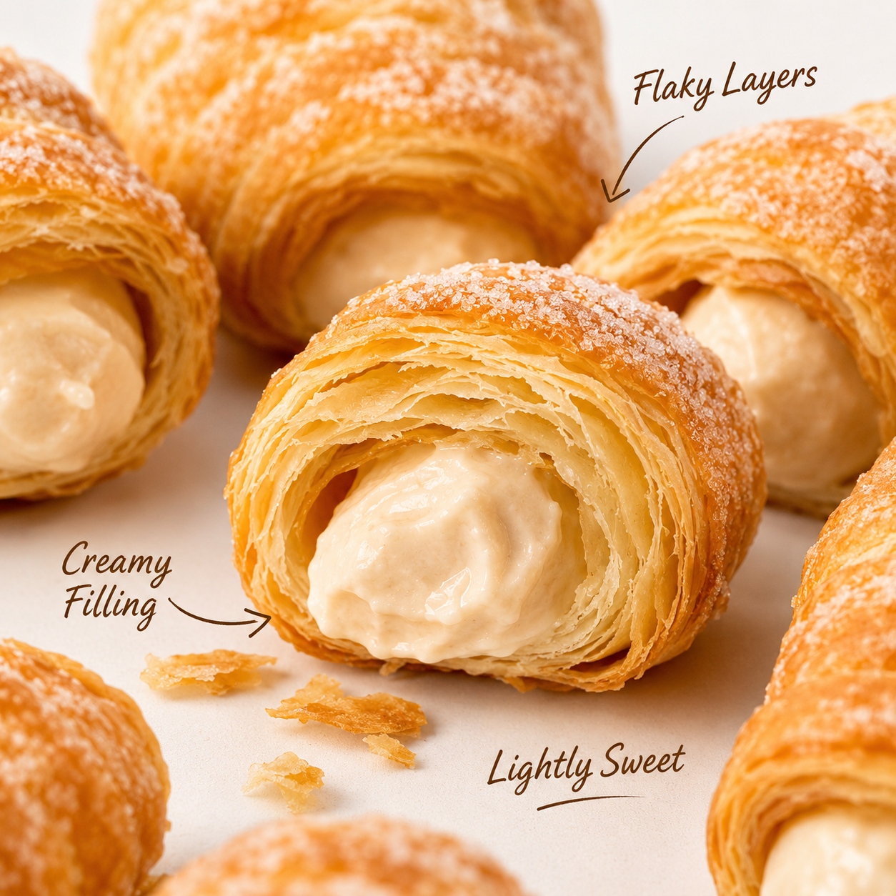 Cream roll,Flaky Puff Pastry Tube with Sweet Vanilla Cream Filling,1.48lb