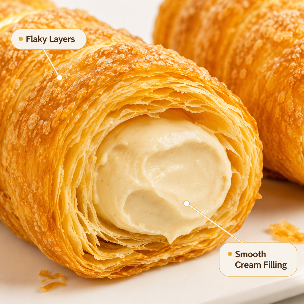 Crispy Puff Pastry Cream Horns - 6.5 lbs Mega Stock-Up Bulk Pack, 24 Individually Wrapped Pieces