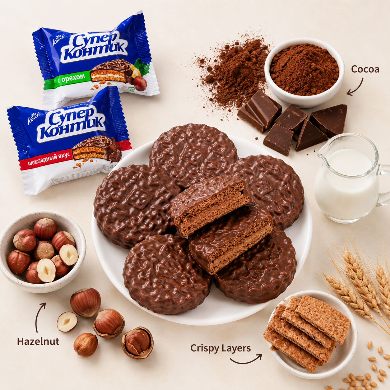 Assorted Chocolate Layered Sandwich Biscuits - 4.3 lbs Variety Stock-Up Bulk Pack, 2 Flavors