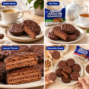 Chocolate Covered Sandwich Cookies 2 Flavors Assorted Pack, Rich Chocolate & Hazelnut Nut Creamy Filled Biscuits
