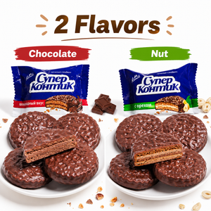 Chocolate Covered Sandwich Cookies 2 Flavors Assorted Pack, Rich Chocolate & Hazelnut Nut Creamy Filled Biscuits