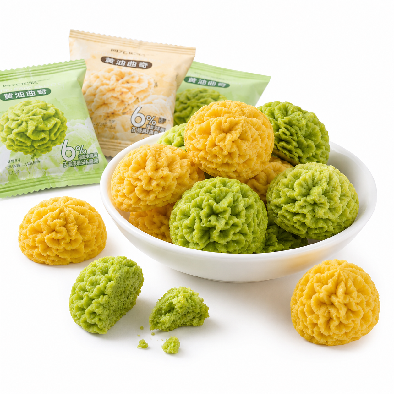 Premium Assorted Butter Flower Cookies - 4.4 lbs Mega Value Stock-Up Bulk Pack, Melt-in-Your-Mouth Matcha & Original Shortbread