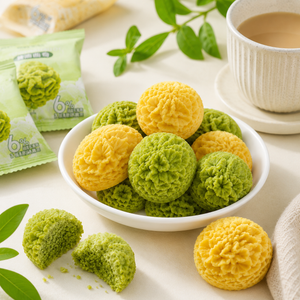 Flower-Shaped Butter Cookies,Original Flavor and Matcha flavor,Mixed flavor,10.58oz