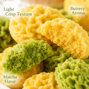 Flower-Shaped Butter Cookies,Original Flavor and Matcha flavor,Mixed flavor,10.58oz